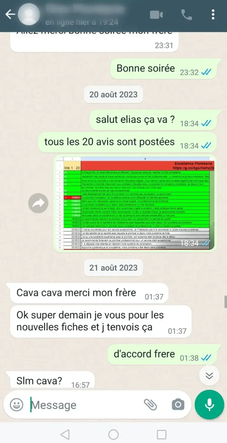 Retour client sur le service de suppression d'avis Google
